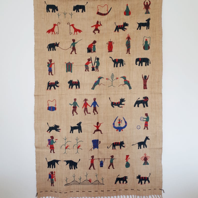 ナガ族の手刺繍ラグ キャメル | 1123 by neck 