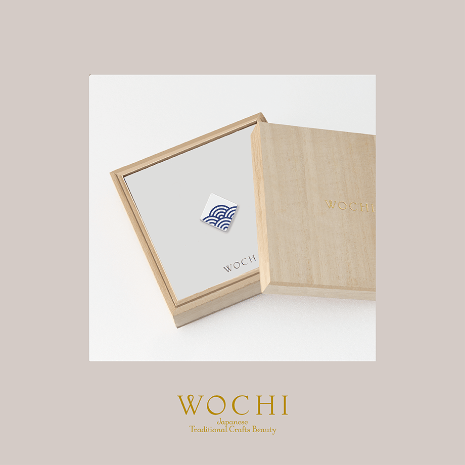 有田焼 染付【青海波】／ピンブローチ | wochi-j.shop