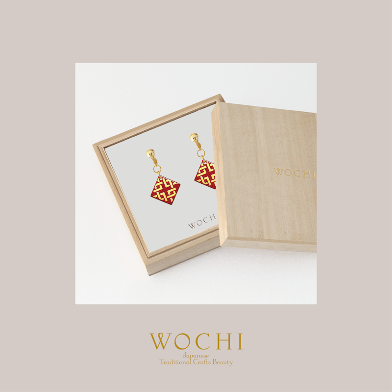 蒔絵朱漆茶筒「紅雅（こうが）」 朱漆 蒔絵【角つなぎ】／イヤリング