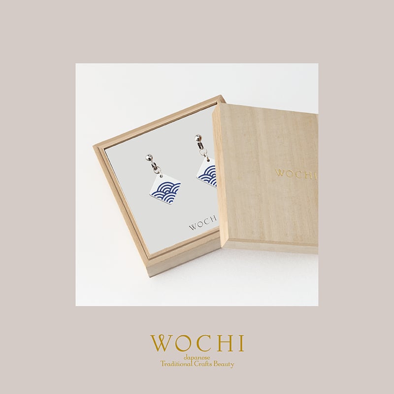 有田焼 染付【青海波】／イヤリング・ピアス | wochi-j.shop