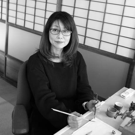 截金 彩色 紅「麻の葉」ピンブローチ
