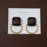 【earrings / pierces】*ブラウン × ゴールドフープ