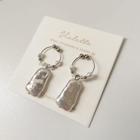 【earrings】スクエアパール × シルバー