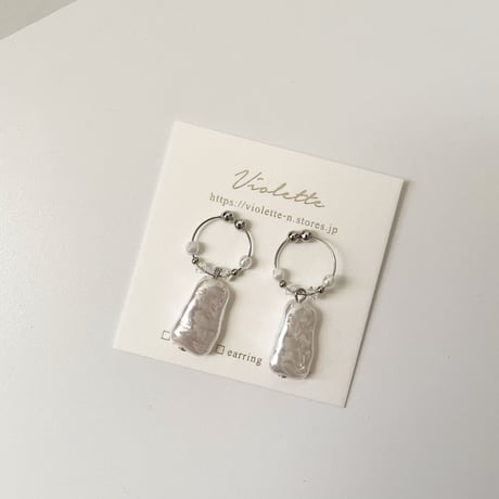 【earrings】スクエアパール × シルバー