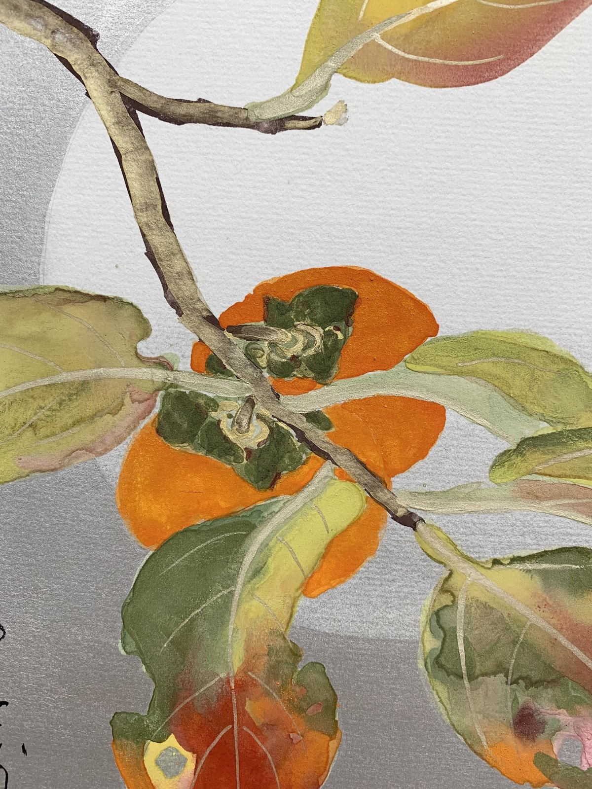 【冬バーゲン★特別送料無料！】 柿と月 / Persimmon & moon | 中島養進堂 絵画