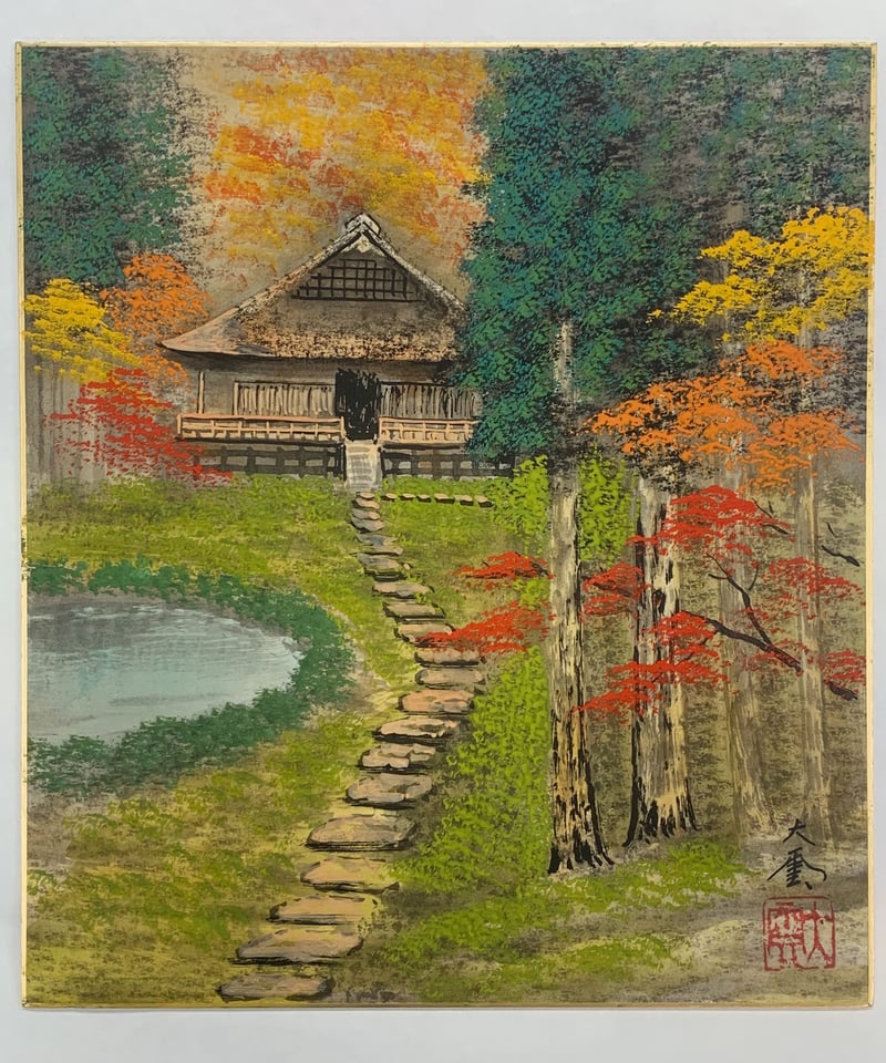 風景画　タィ　チェンマイ　ランプーンのお寺　水彩画　2枚もの　SHO 風景画タィチェンマイランプーンのお寺水彩画2枚ものSHO