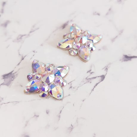 【受注製作品】社交ダンス　競技、デモ　スワロフスキー　ピアス　イヤリング　オーロラ　F07　金具選択