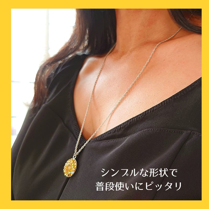 ペンダント ネックレス スワロフスキー イエロー 黄色 円形