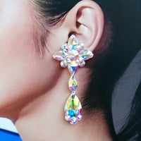【受注製作品】社交ダンス　競技、デモ用　ピアス　イヤリング　ロング　オーロラ　軽い　金具選択　FL02