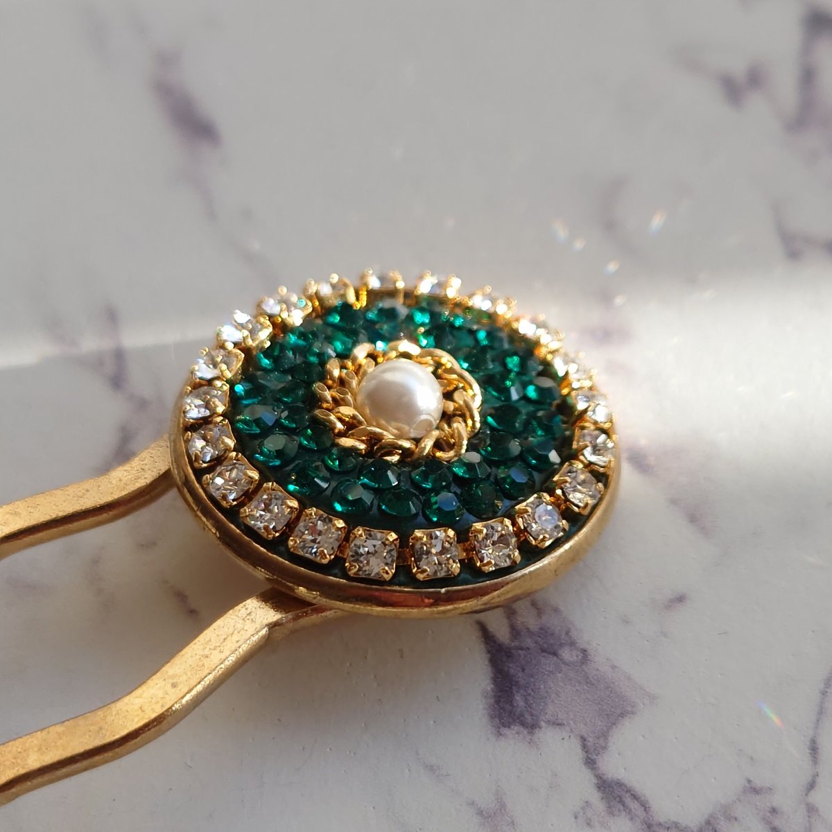 パールビーズと星のエパングル ハットピン フランスアンティーク