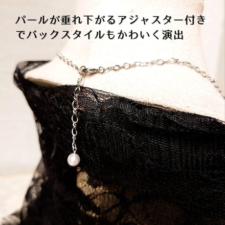 ネックレス パール　2連　サファイア　スワロフスキー　軽い　パーティ　青　ラインストーン　ビジュー
