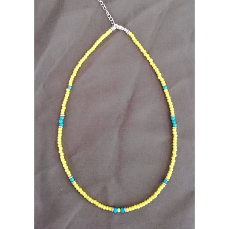 オールドビーズ ネックレス イエロー