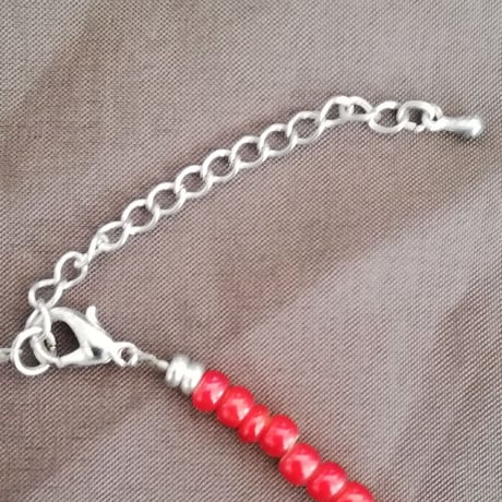 オールドビーズ アンクレット レッド