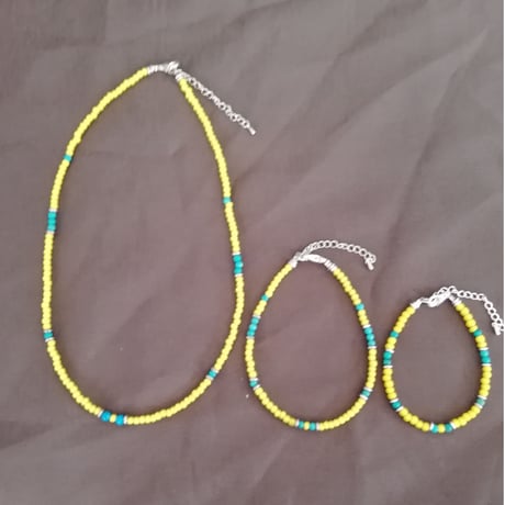 オールドビーズ ネックレス イエロー