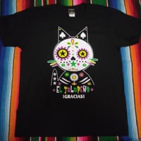 ネコちゃん・死者の日グランデTシャツ　ブラック