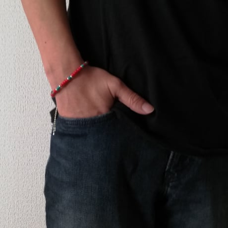 オールドビーズ ブレスレット レッド