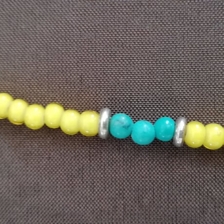 オールドビーズ ネックレス イエロー