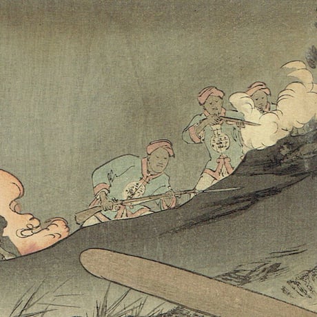水野年方「斥候騎兵軍曹 川崎伊勢雄」明治27年（1894）【浮世絵】