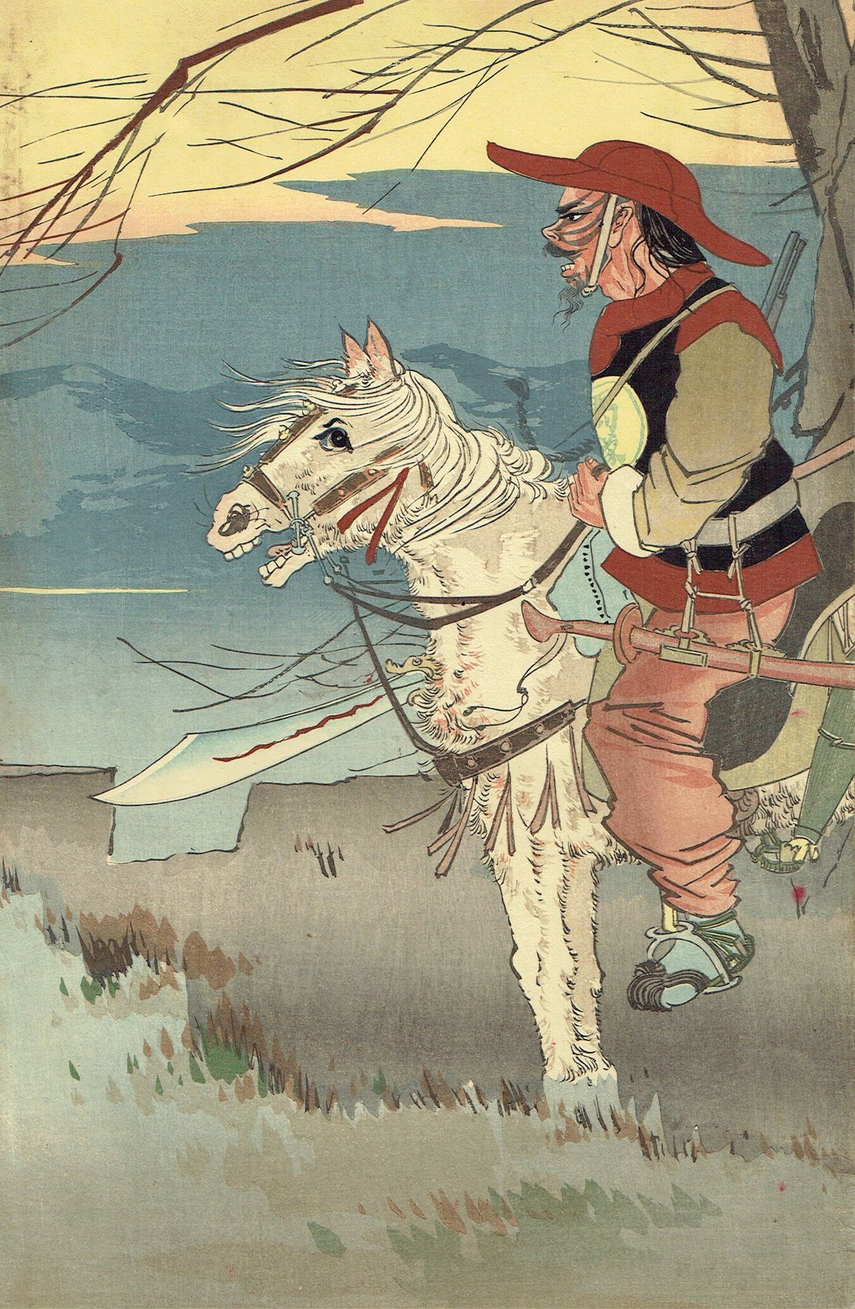 田口 米作「草河口付近 満州騎兵異相」明治28年（1895
