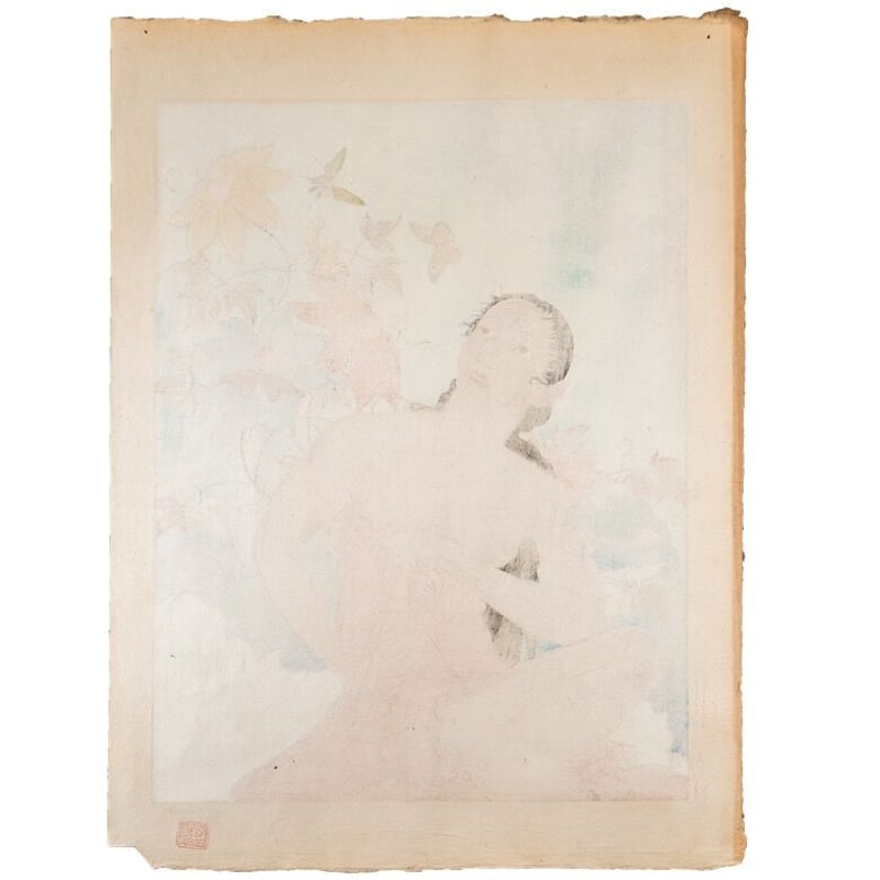 ポール・ジャクレー 雪の夜 朝鮮 人物画 木版画 男性像 浮世絵 絵画 真作保証 ポール・ジャクレー Paul Jacoulet 世界風俗版画集より「雪の夜