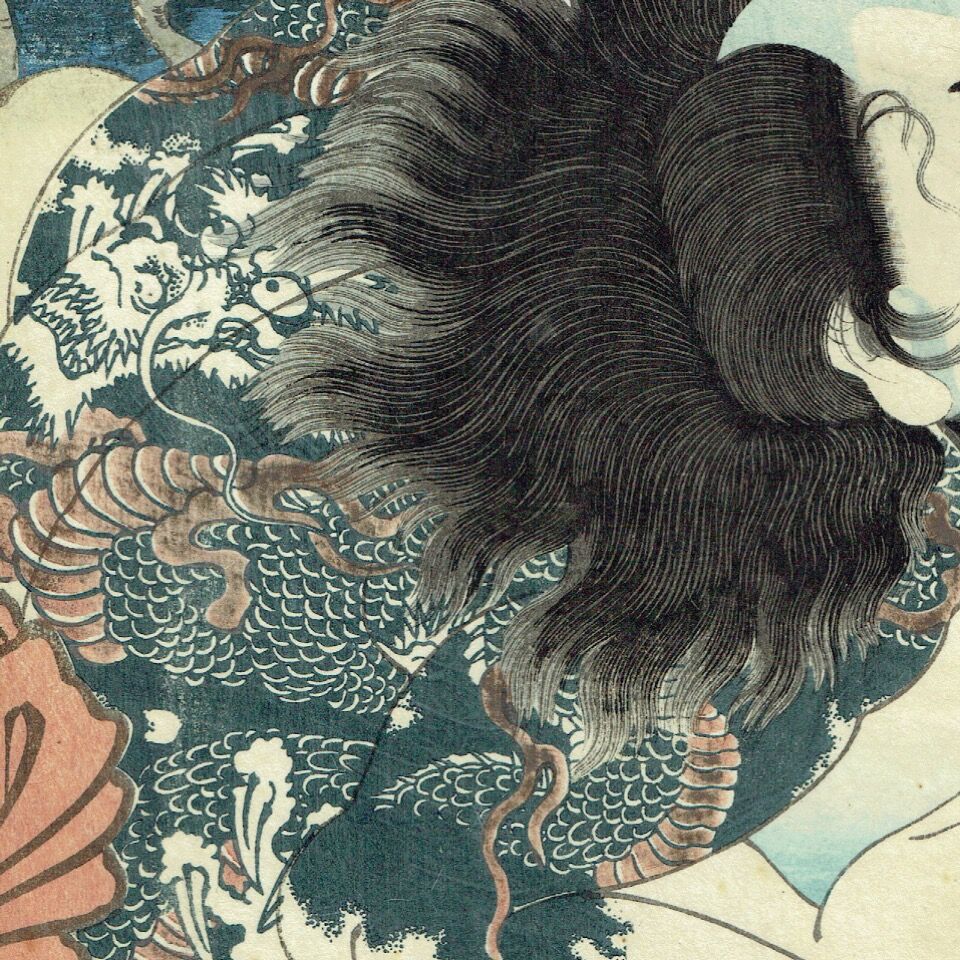 浮世絵、見立十二ヶ月の内六月、豊原国周、河鍋曉斎画 浮世絵、見立十二ヶ月の内六月、豊原国周、河鍋曉斎