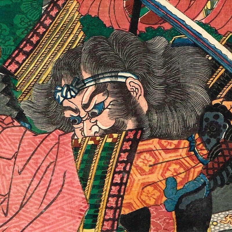 歌川芳艶「川中島大合戦組討尽 原隼人亮 赤坊主西方院」安政4年 歌川芳艶「川中島大合戦組討尽 原隼人亮 赤坊主西方院」安政4年