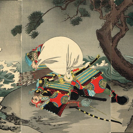 揚州周延 「日本歴史教訓画 真田与市義貞 俣野五郎景久」 明治30年(1897年)【浮世絵】