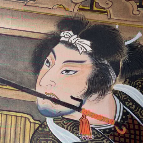 春濤 銘「芳流閣決闘図」 明治期【掛軸】