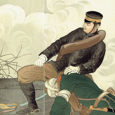 右田年英「日露交戦紀聞 歩兵少尉上田虎甲氏 」明治37年（1904）【浮世絵】