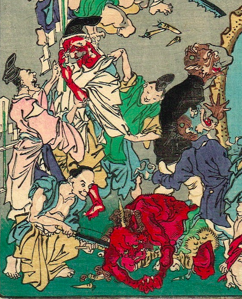 ☆レア☆ 河鍋暁斎 ガラス絵 河鍋暁斎による浮世絵「