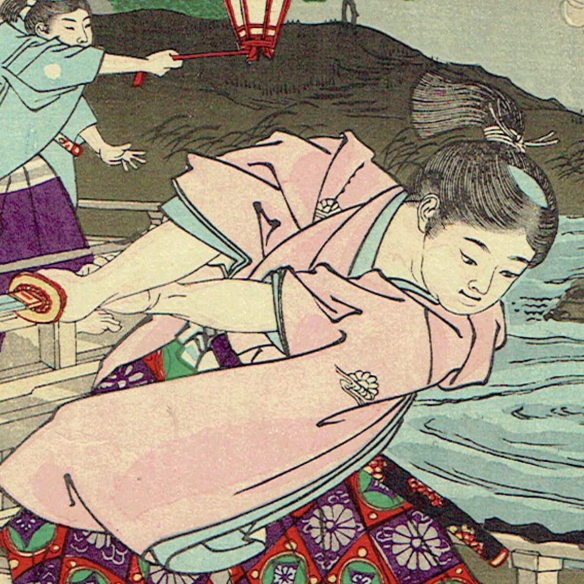 明治期 浮世絵 手摺木版画『東絵昼夜競 小野小町 楊洲周延』錦絵