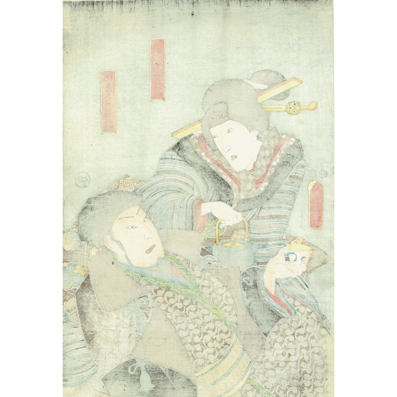 豊国三代「紀文 実ハ由良之助 / 平右衛門女房お北」嘉永3年【浮世絵