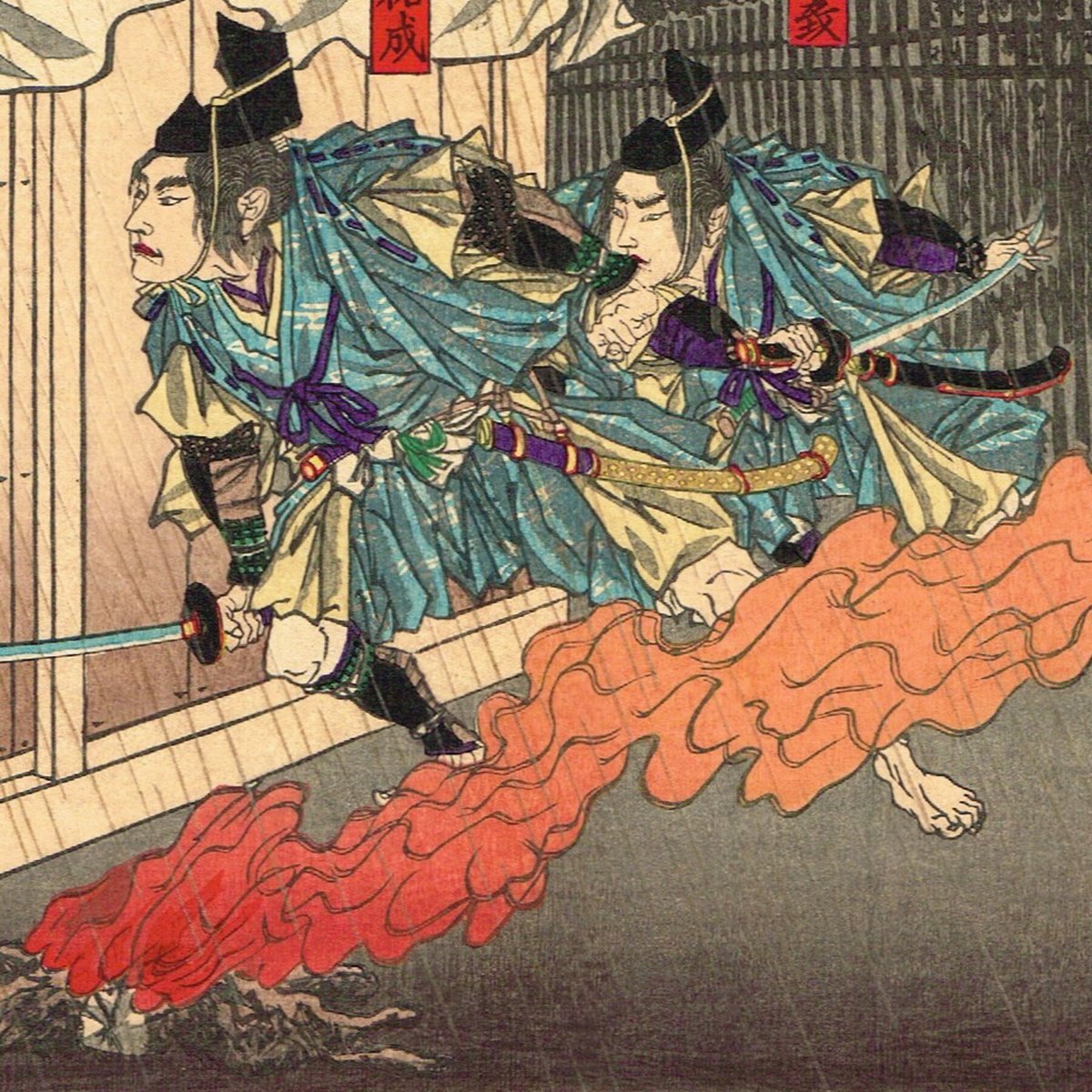 安達吟光「善悪児手柏 曽我五郎-十郎 / 小僧法策-於三婆 」明治 安達吟光「善悪児手柏 曽我五郎-十郎 / 小僧法策-於三婆 」明治