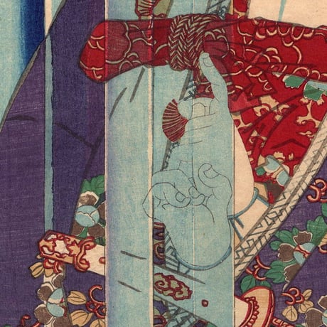 豊原国周「見立筑波ノ滝 風間八郎 中村翫雀」明治8年(1875)【浮世絵】