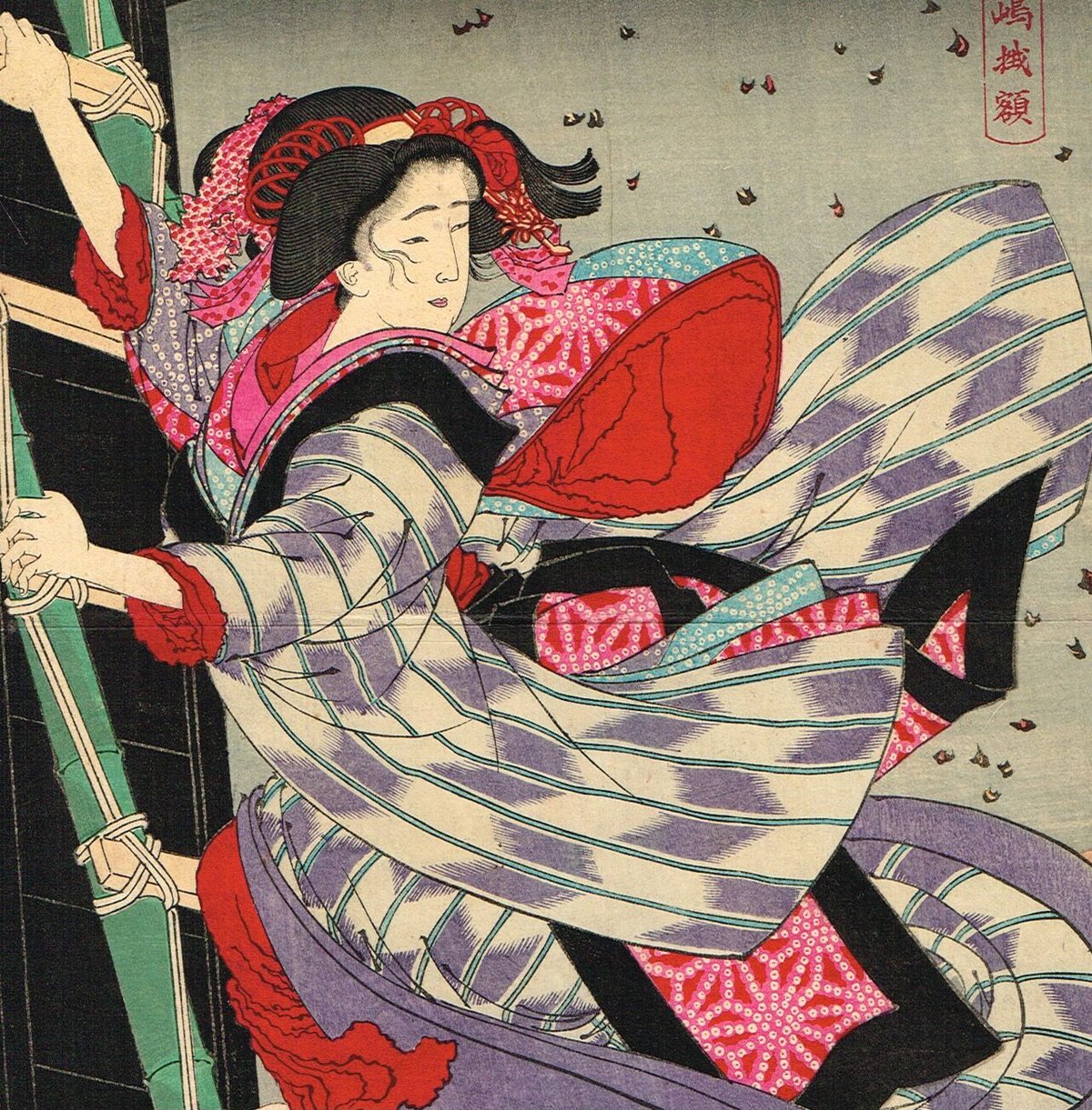 月岡芳年 「松竹梅湯嶋掛額 八百屋お七」 明治18年【浮世絵】 | 浮世絵