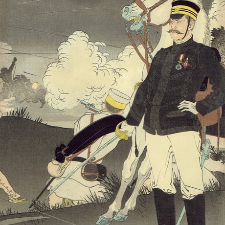 水野年方「大日本帝国萬々歳平壌激戦大勝図」明治27年（1894）　【浮世絵】