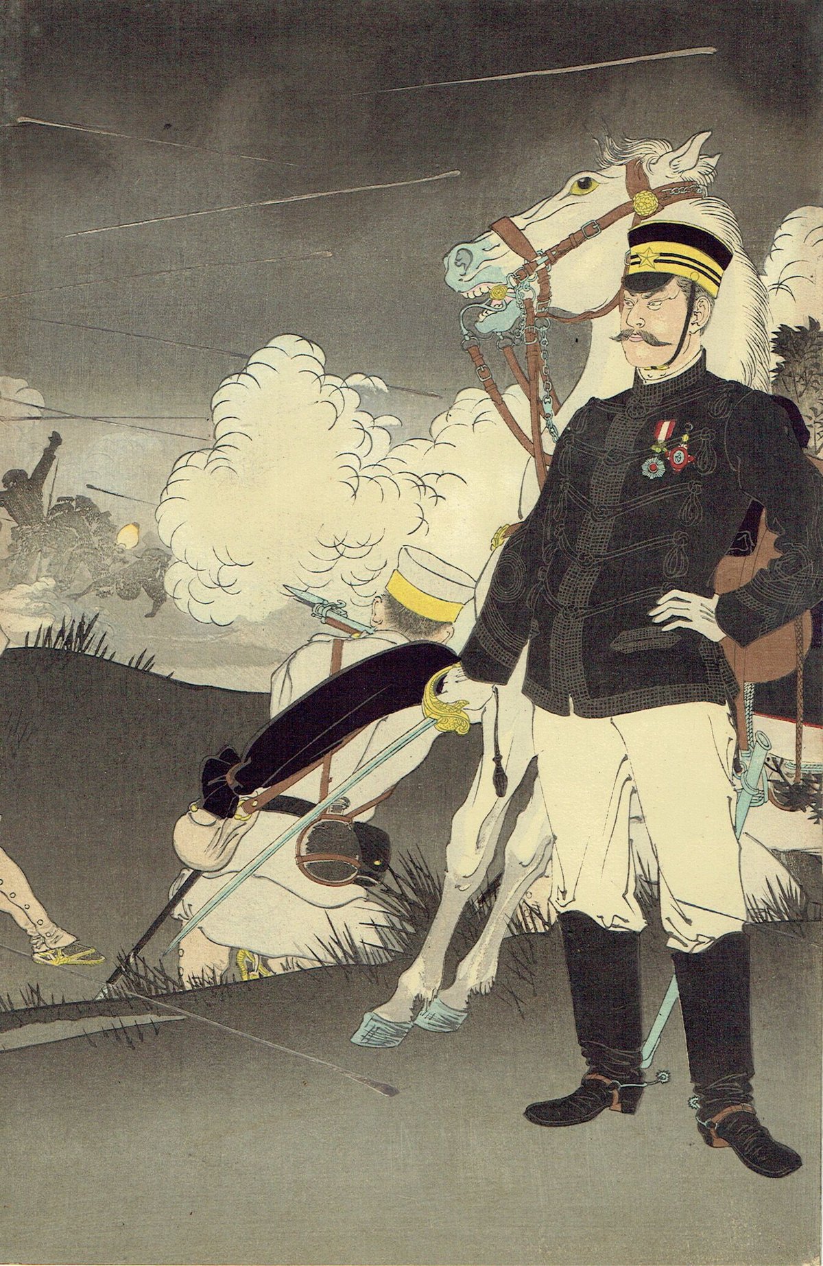水野年方「大日本帝国萬々歳平壌激戦大勝図」明治27年（1894