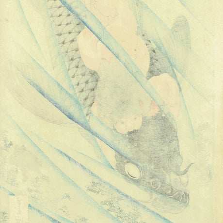 月岡芳年 「金太郎捕鯉図」明治18年（1885）【浮世絵】