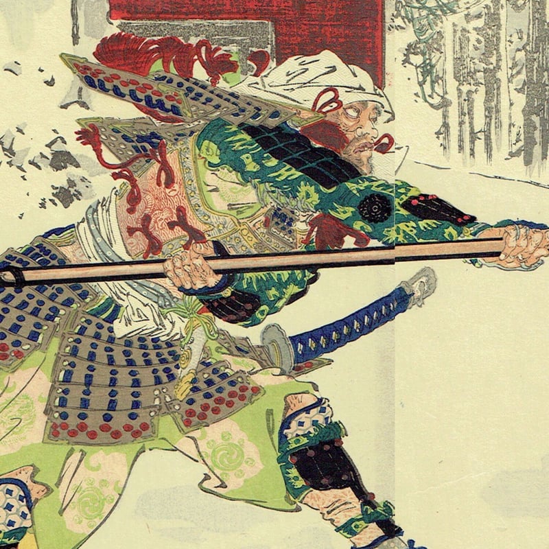 尾形月耕 「吉野山忠信君討覺範囲」 明治31年（1898）【浮世絵