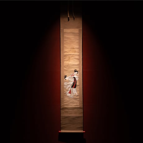 【掛軸】益信 作　「美人図」肉筆