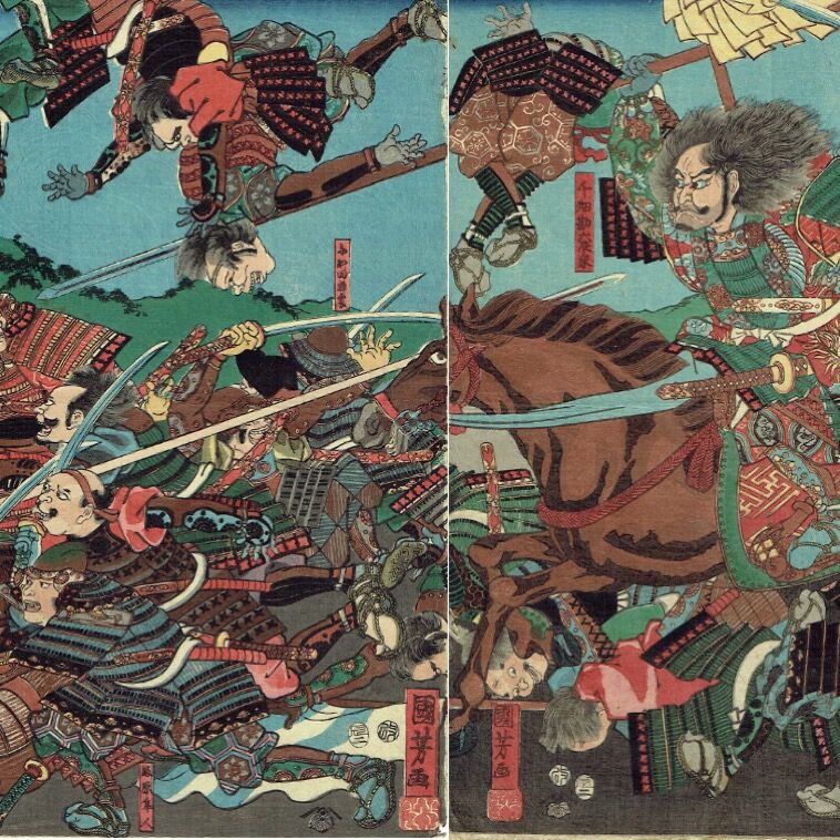 浮世絵、風流六花撰、歌川国芳画 歌川国芳「水瓶砕名誉顕図」安政3年（1856）【浮世絵】 | 浮世絵販売