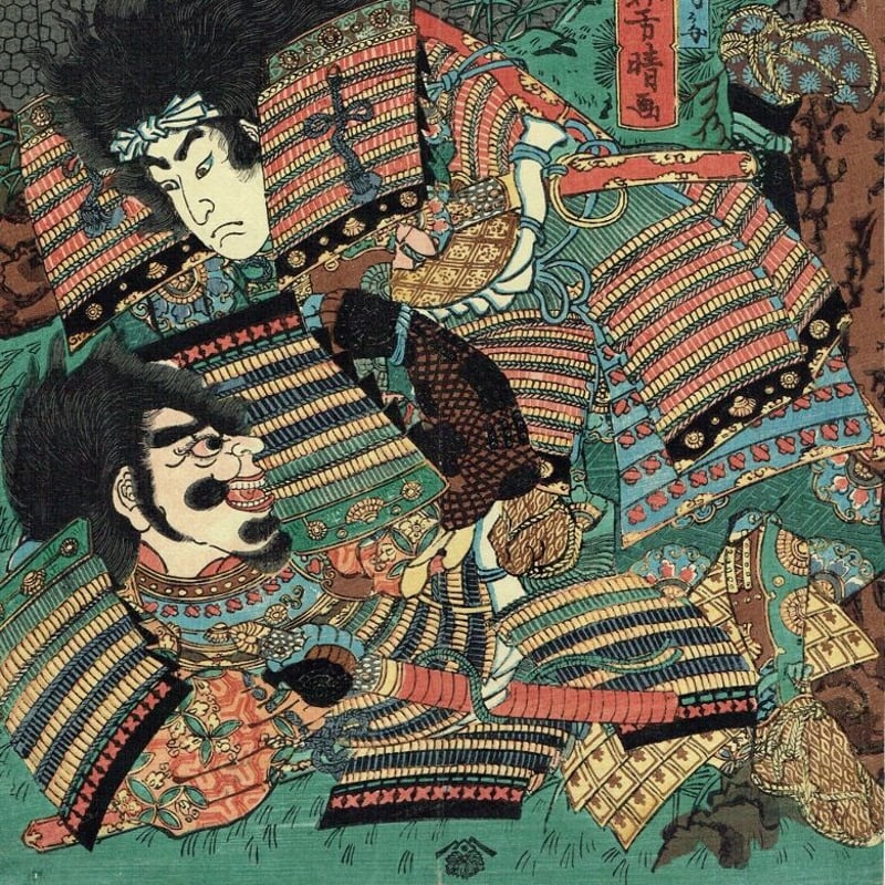 歌川芳晴 「武勇高名組討撰 佐々井京蔵 辰部賢八郎」【浮世絵