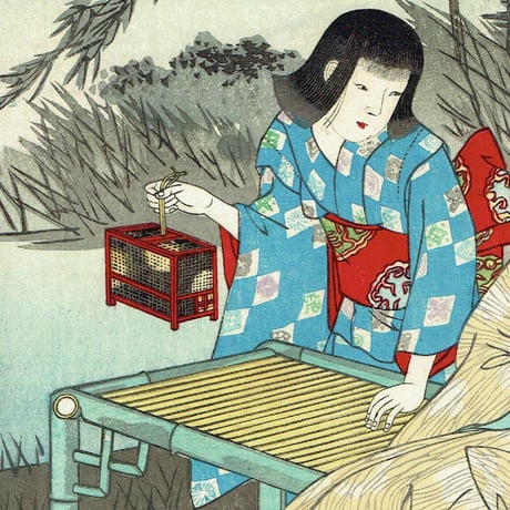 楊洲周延 「夕涼みほたるの姿見」明治26年【浮世絵】