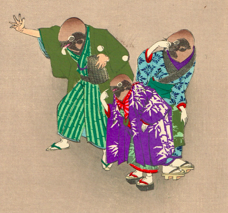月岡芳年「芳年漫画 舌切雀」明治19年【浮世絵】 | 浮世絵販売・買取