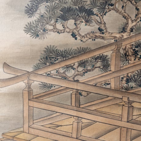 春濤 銘「芳流閣決闘図」 明治期【掛軸】