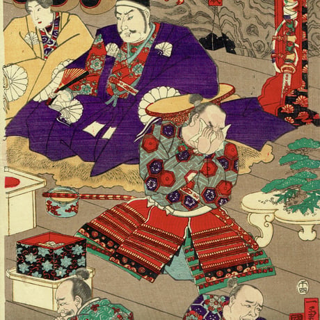 歌川国芳「楠ノ陣中ニ杉本顕幸ヲ計テ銘剣ヲ得ノ図」安政5年（1858）【浮世絵】