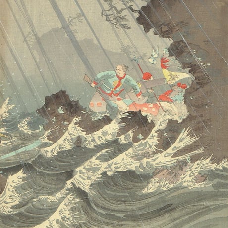 安達吟光「根津砲兵大尉 飯田海軍大尉」明治27年（1894）【浮世絵】