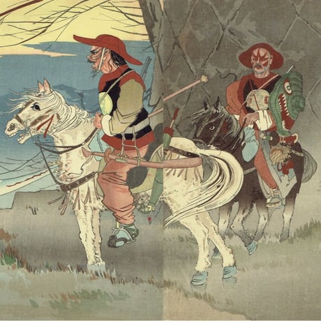 田口 米作「草河口付近 満州騎兵異相」明治28年（1895）