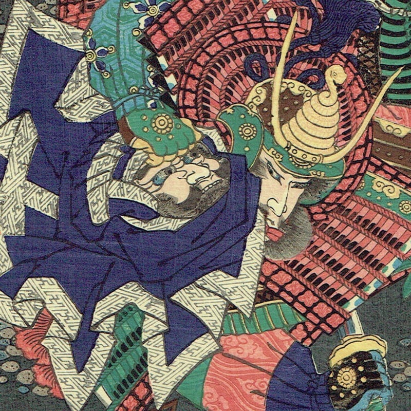 歌川芳艶「川中島大合戦組討尽 長尾信景 原美濃入道」安政4年【浮世絵