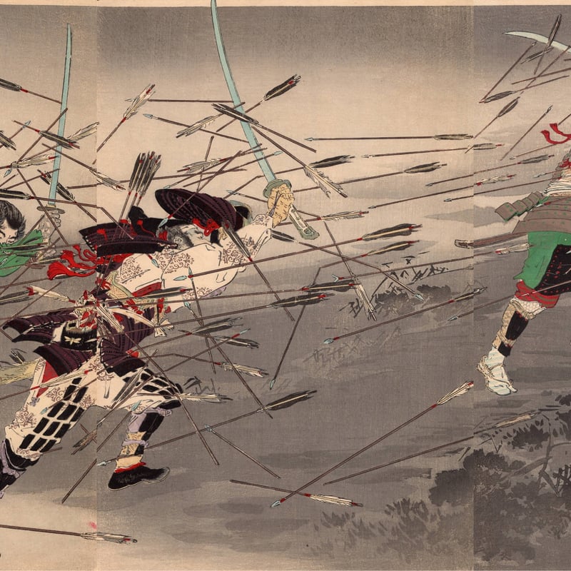 尾形月耕「楠正行 四條畷忠戦之図」明治36年【浮世絵】 | 浮世絵販売